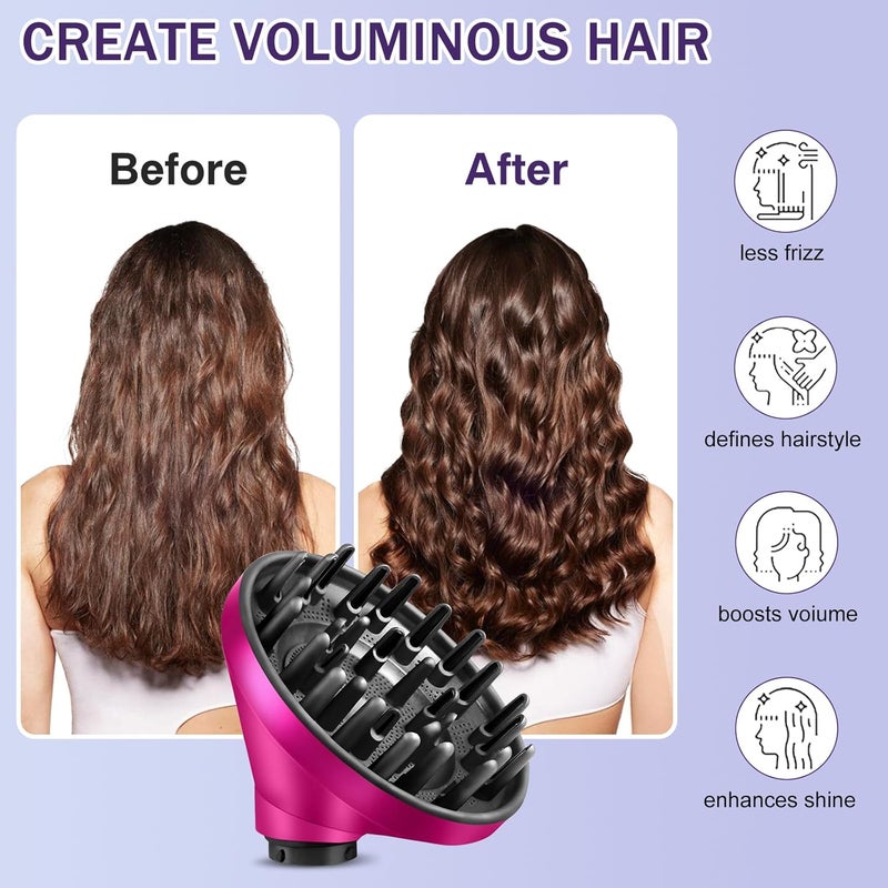 MengTiger Upgraded Large Diffuser Attachment for Dyson Airwrap Styler - Converts to Hair Dryer, Faster and Define Curls, Heat Resistant Nylon Fiber Nozzle Attachments, Rose - Image 3